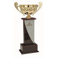 14 1/2" Gold Cup on Wood Base Trophy
